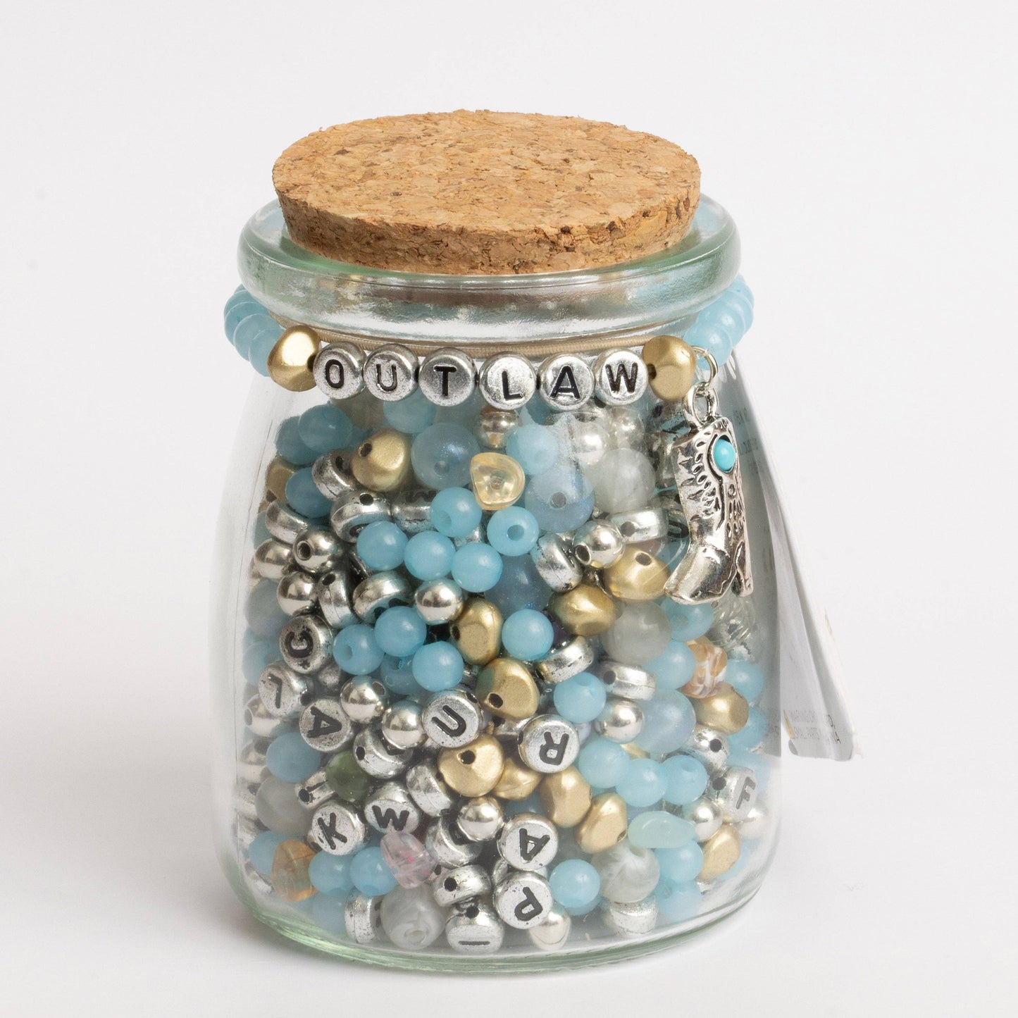 Outlaw Silver Alphabet and Cowboy Boot Charm DIY Bead Kit