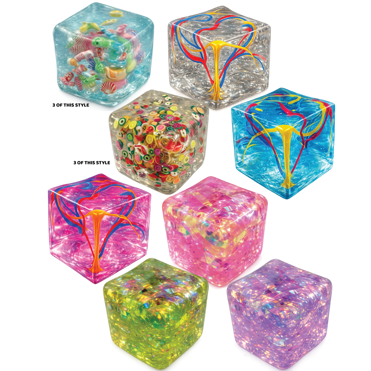 Fun Doh Squishy Cube Crush Fidget Toy Variety