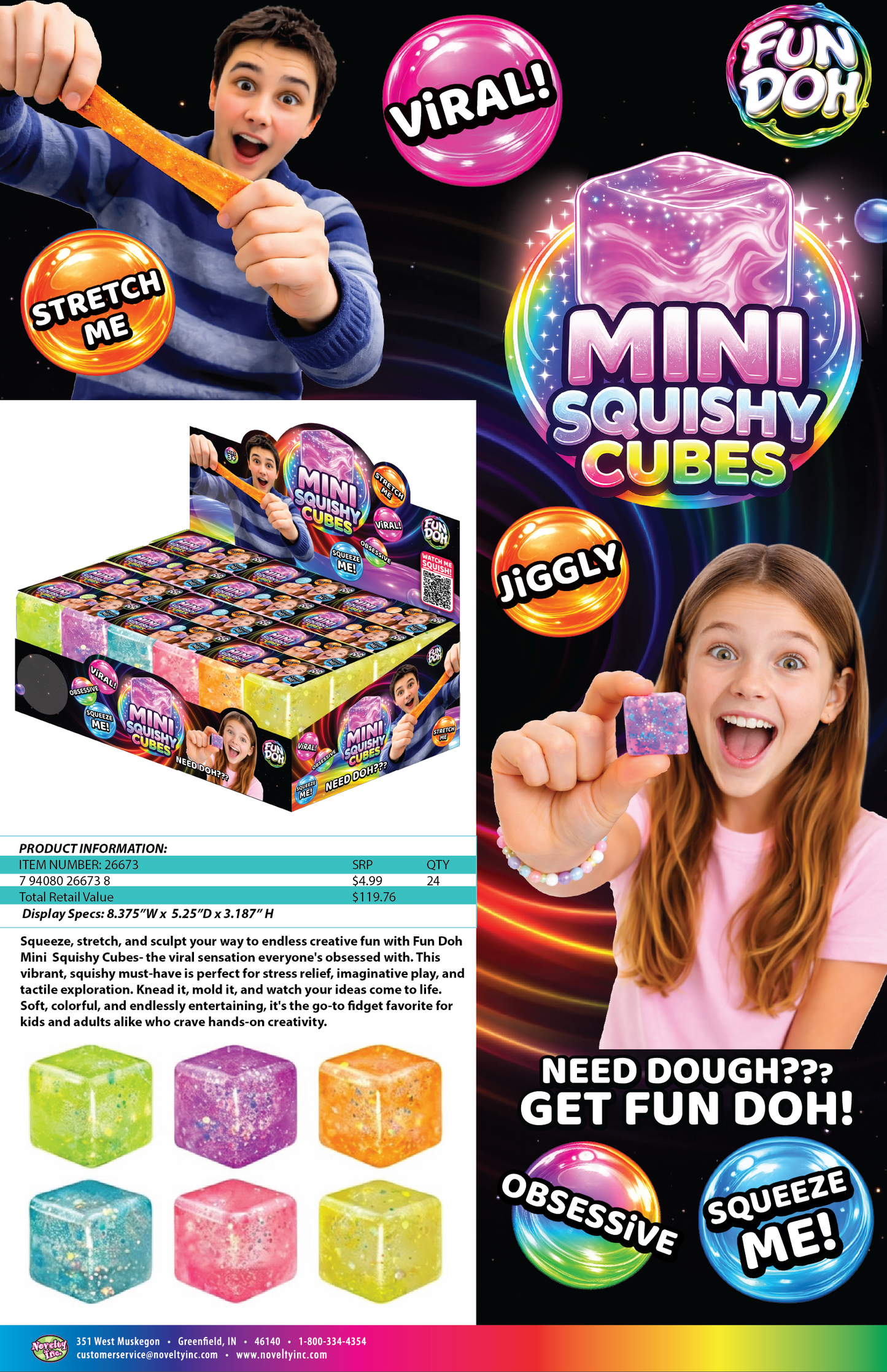 Fun Doh MINI Squishy Cube 2 Pack VIRAL Variety