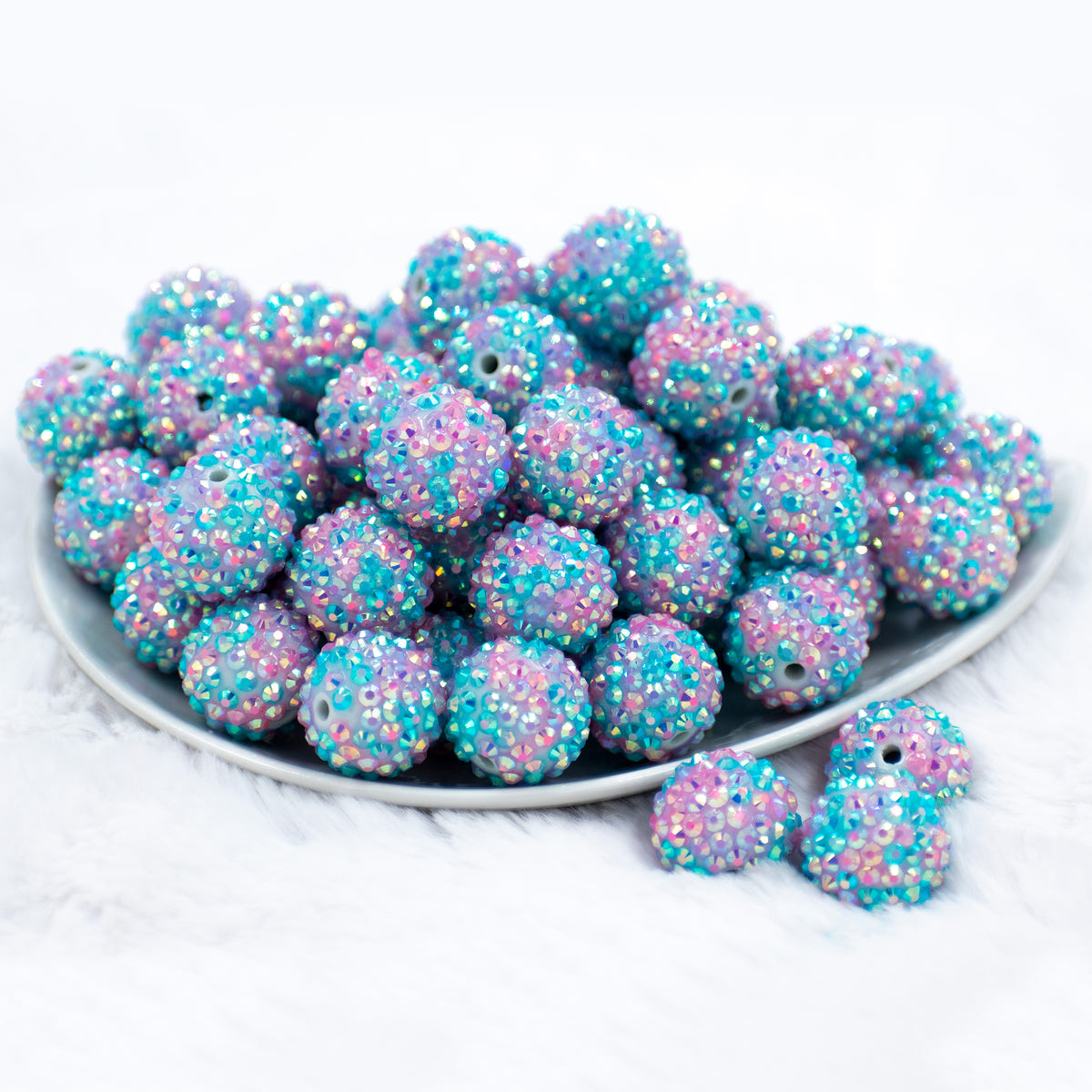 20mm Sparkle Rhinestone AB Bubblegum Beads