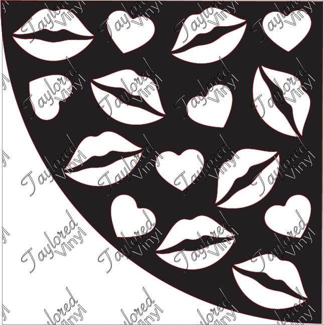Lips and Hearts Acrylic Bleach Sleeve Stencil