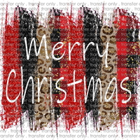 CHR 195 Merry Christmas Red Black Leopard Brushstroke