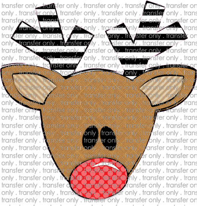 CHR 232 Reindeer Stripe Antlers Red Dot Nose