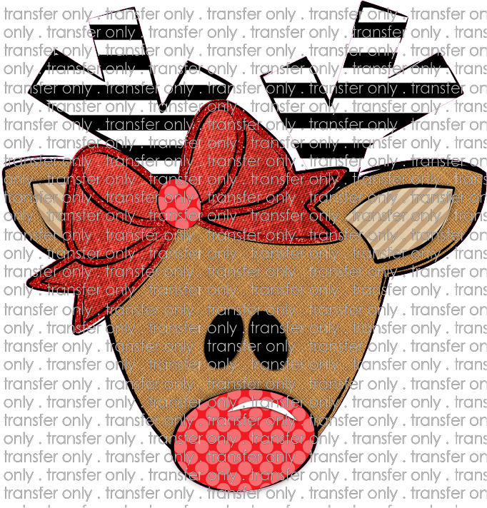 CHR 233 Reindeer Stripe Antlers Red Dot Nose Red Bow