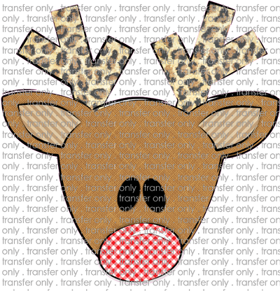 CHR 234 Reindeer Leopard Antlers Gingham Nose