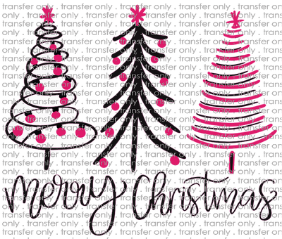 CHR 274 Merry Christmas Pink Black Tree