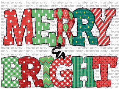 CHR 286 Merry and Bright Gingham Chevron Stripe Letters