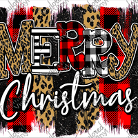 CHR 468 Merry Christmas Plaid Leopard Brushstroke
