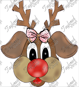 CHR 521 Reindeer Pink Bow Doodle