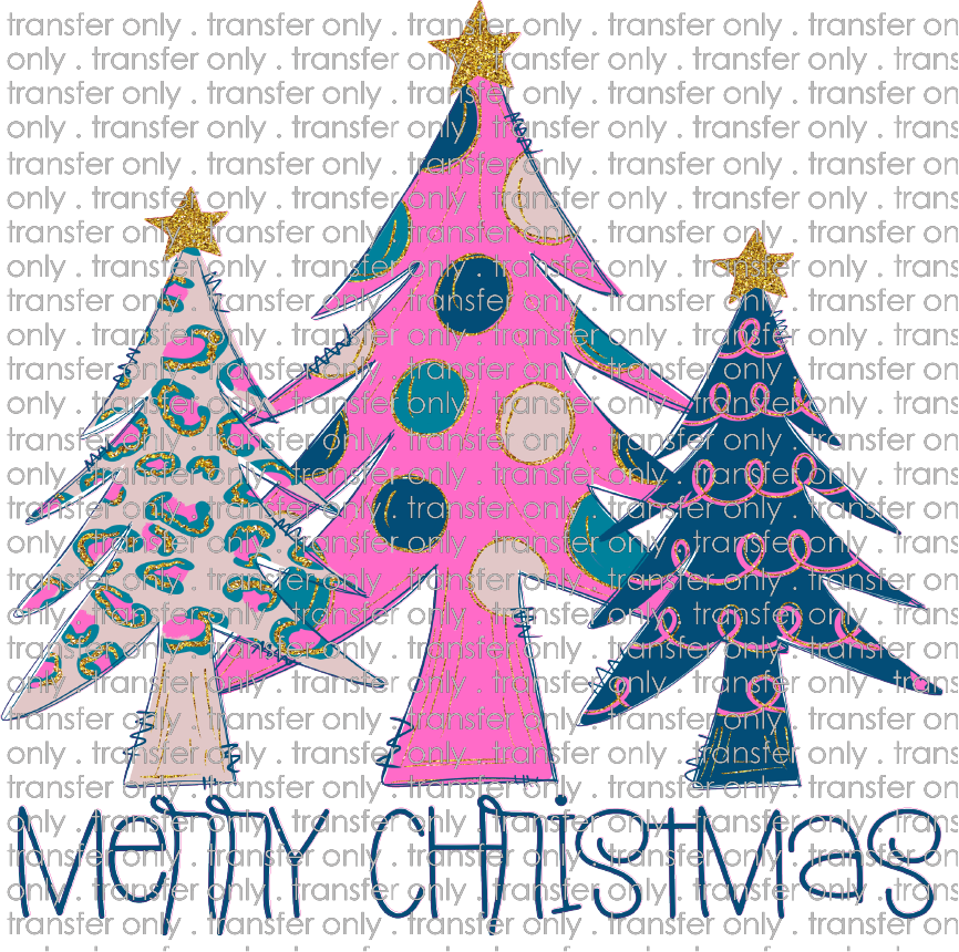 CHR 549 Merry Christmas Tree Pink and Gold Glitter