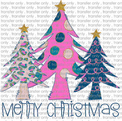 CHR 549 Merry Christmas Tree Pink and Gold Glitter