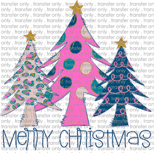 CHR 549 Merry Christmas Tree Pink and Gold Glitter