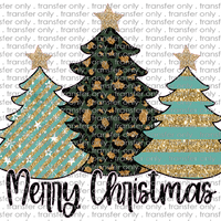 CHR 550 Merry Christmas Green Leopard Tree