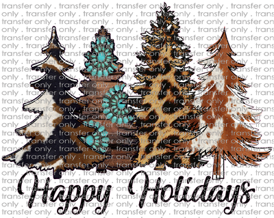 CHR 689 Happy Holidays Cow Hide Trees