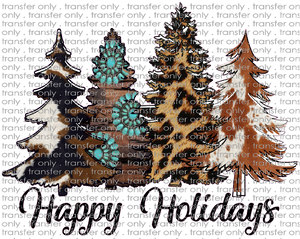 CHR 689 Happy Holidays Cow Hide Trees