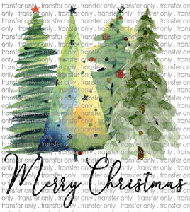 CHR 731 Merry Christmas Watercolor Trees