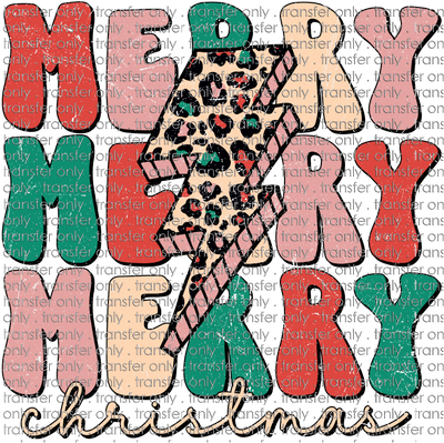CHR 753 MERRY_CHRISTMAS_RETRO_LEOPARD_BOLT_GRUNGE