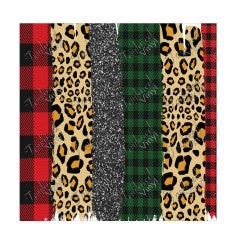 P-CHR-35 Christmas Leopard Red and Green Buffalo Plaid Brush Strokes
