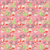 P-CHR-81 Christmas Santa and Reindeer Pink