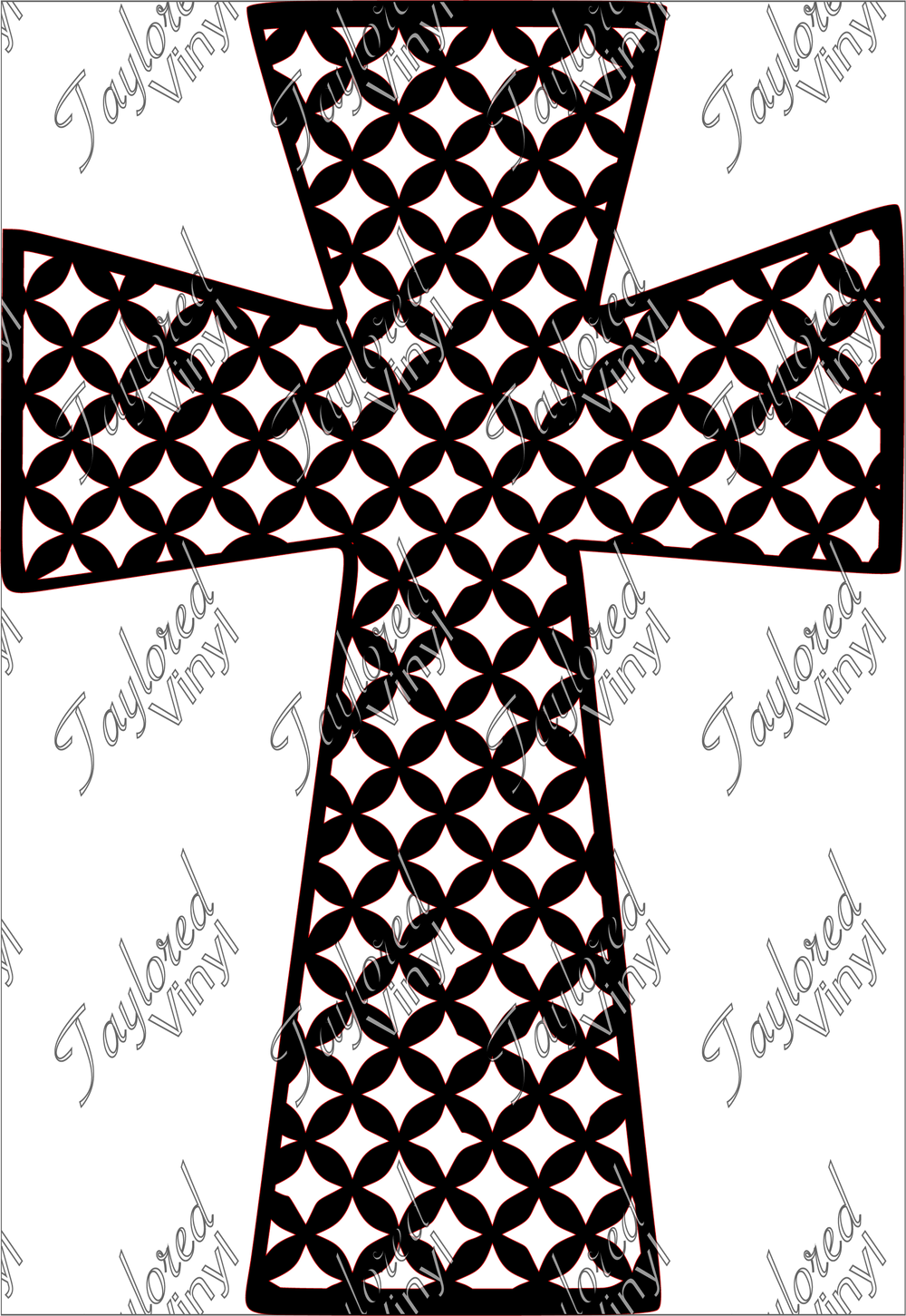 Cross Front with Quatrefoil Acrylic Bleach Sleeve Stencil