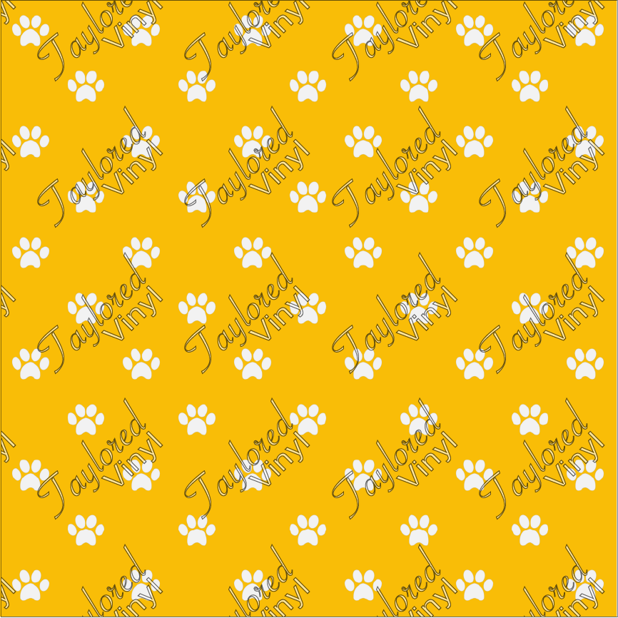 P-ANM-61 Dog Puppy Paw Prints Yellow