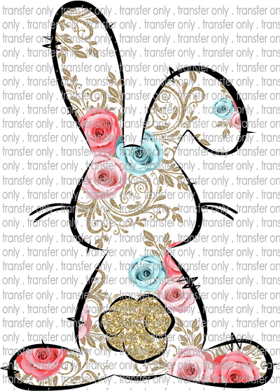 EST 18 Bunny Outline White Flowers