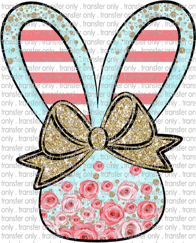 EST 22 Bunny Outline Blue Coral Stripes