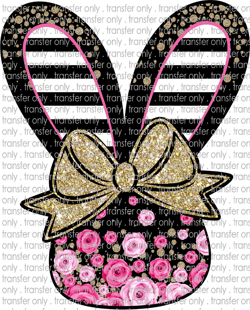 EST 23 Bunny Black Pink Flowers Black Stripes