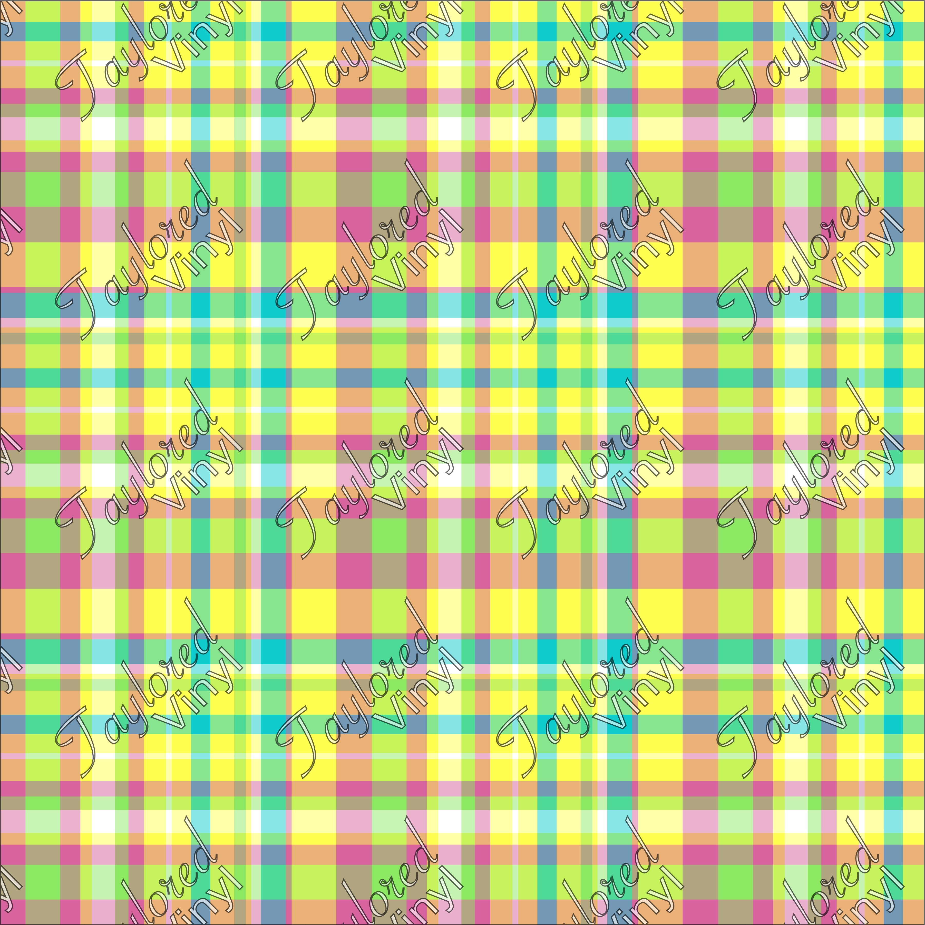 P-EST-06 Easter Plaid Bright Yellow, green and pink