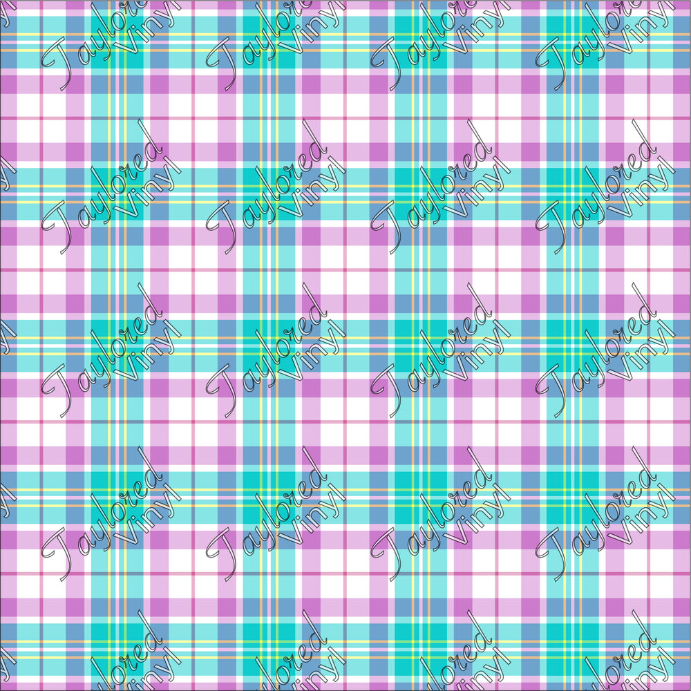 P-EST-13 Easter Plaid Teal and Pink