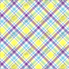 P-EST-17 Easter Spring Plaid Diagonal Yellow, Purple and Blue