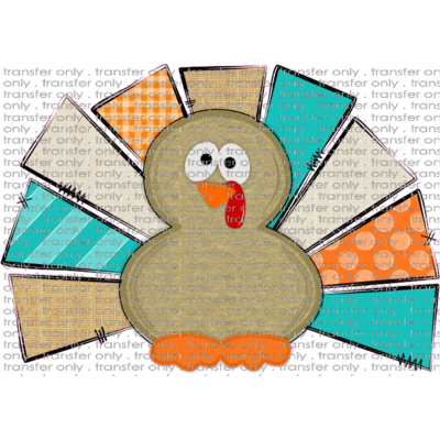 FALL 102 Boy Turkey Teal Orange and Burlap