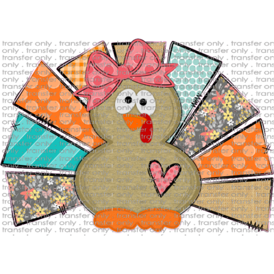 FALL 115 Girl Turkey Teal Orange Gray Flowers