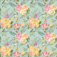 P-FLO-168 Floral Rose Pink and Yellow Mint