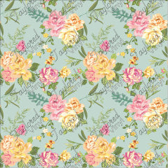 P-FLO-168 Floral Rose Pink and Yellow Mint