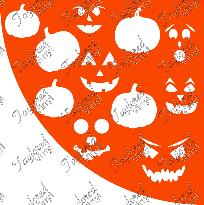 Halloween Pumpkin & Jack o Lantern Acrylic Bleach Sleeve Stencil