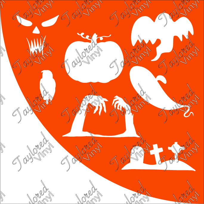 Halloween Spooky Theme 02 Acrylic Bleach Sleeve Stencil