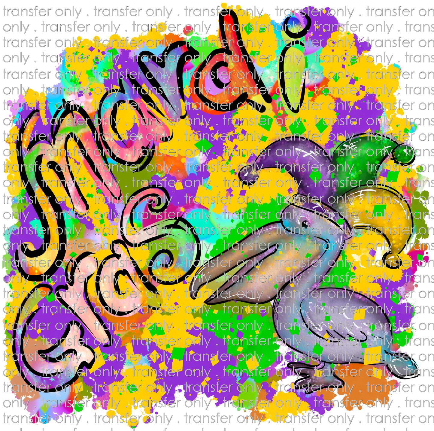 MG 83 Watercolor Mardi Gras Pelican