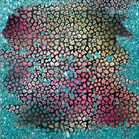 P-ANM-80 Faux Glitter Teal with Small Leopard