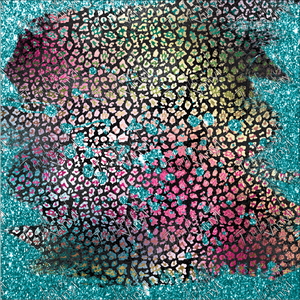 P-ANM-80 Faux Glitter Teal with Small Leopard