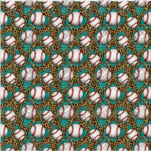 P-SPT-81 Baseball with Turquoise Glitter and Leopard