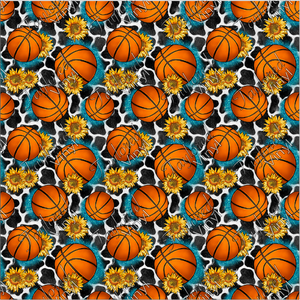 P-SPT-75 Western Basketball with Cowhide and Sunflowers