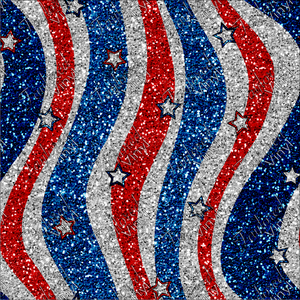 P-USA-64 Stars and Waves Faux Glitter