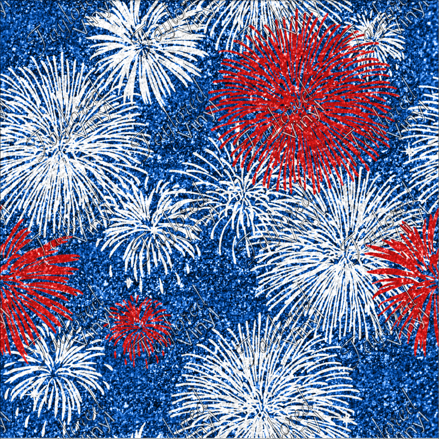 P-USA-71 Faux Glitter Red White Blue Fireworks