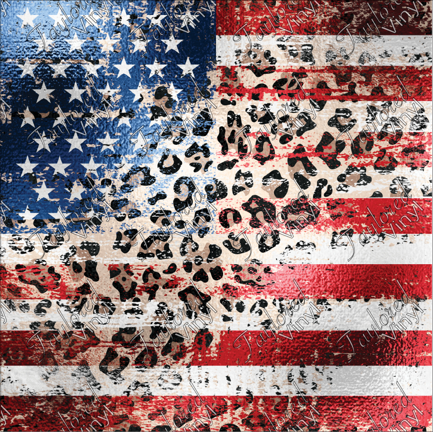 P-USA-86 American Flag Leopard Faux Foil