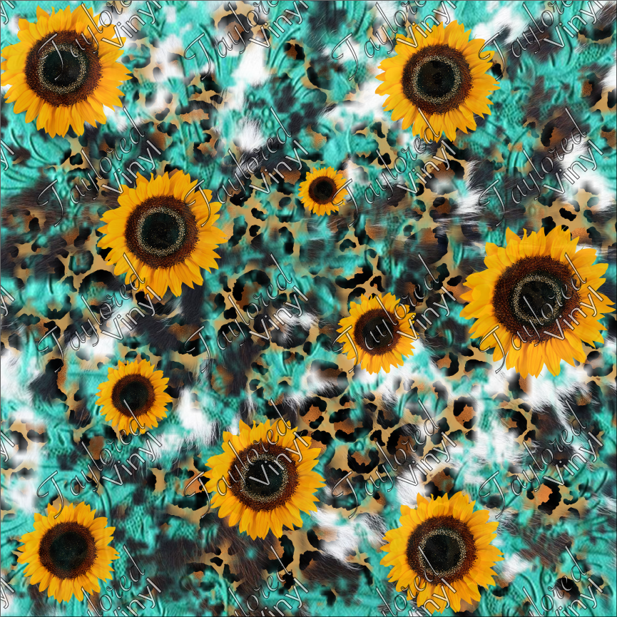P-WES-115 SUNFLOWER, LEOPARD AND TURQUOISE