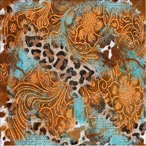 P-WES-116 Cowhide Leopard TURQUOISE