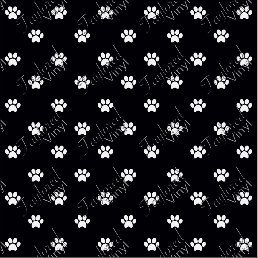 P-ANM-50 Dog Puppy Paw Prints Black