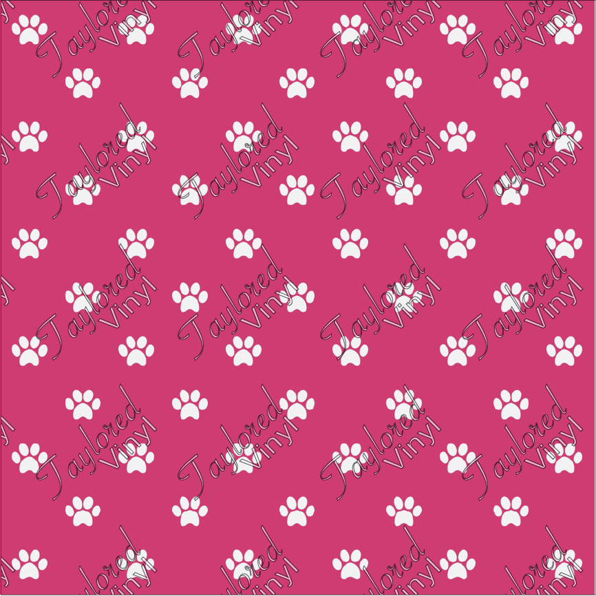 P-ANM-57 Dog Puppy Paw Prints Pink
