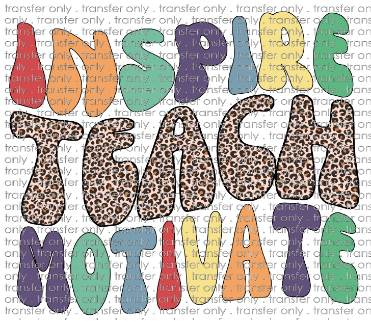 SCH 468 Teacher Teach Inspire Motivate Retro Leopard